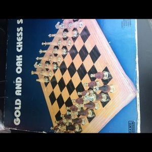 24 KT gold plated and OAK wood chess set